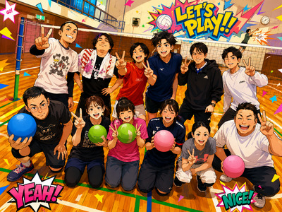 ヘッダー画像｜🏐未経験〜初心者だらけ🔰ゆるふわソフトバレーサークル【鳥野高校排球部】「ソフバノアソビバ」
